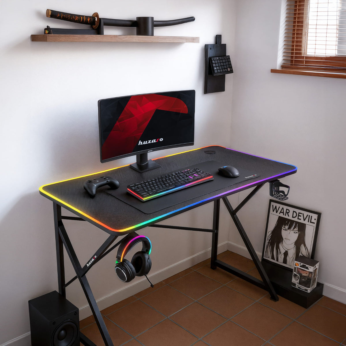 Huzaro Hero 1.7 RGB LED Gaming-Tisch Schwarz