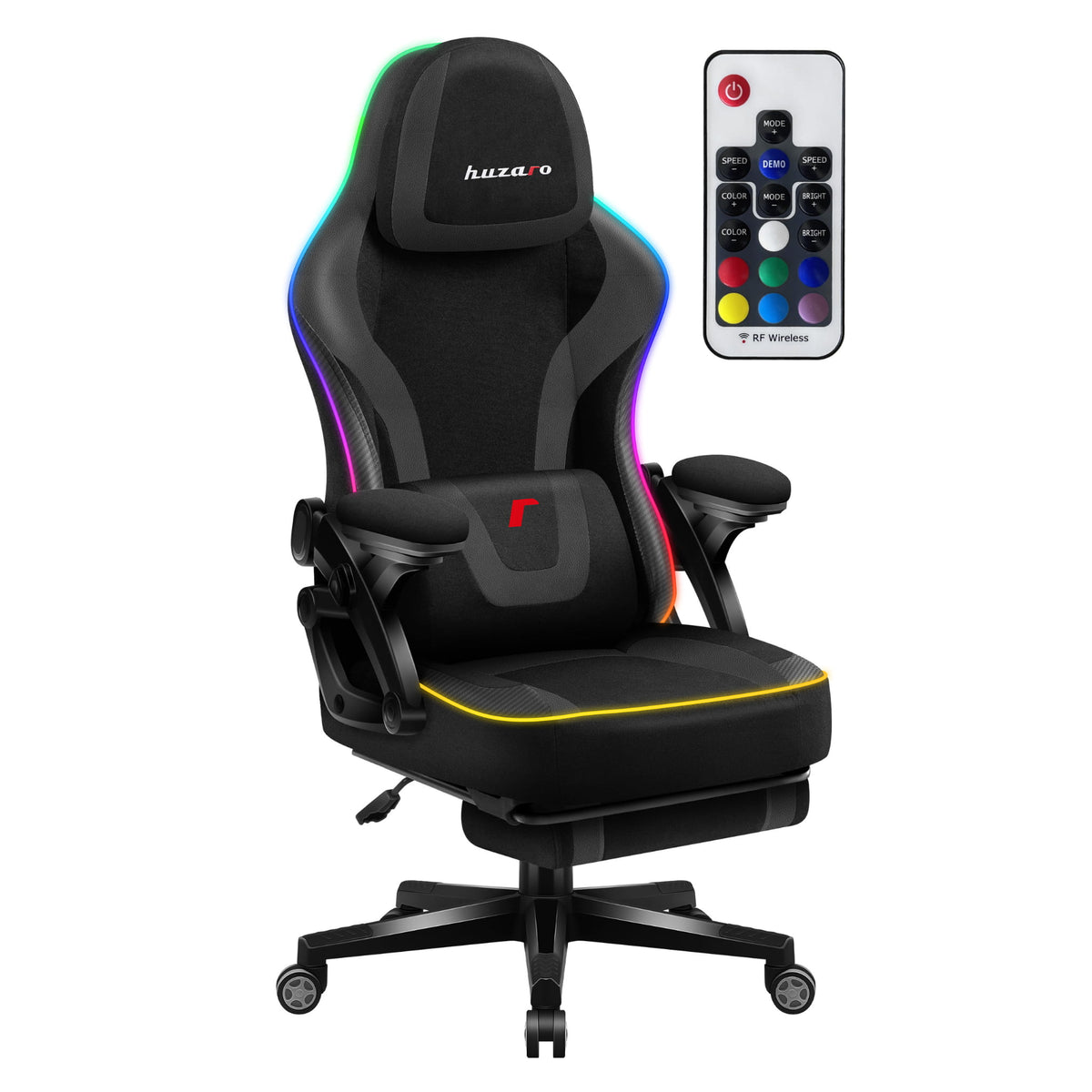 Huzaro Force 4.6 Schwarz Mesh RGB LED Smart Gaming-Stuhl