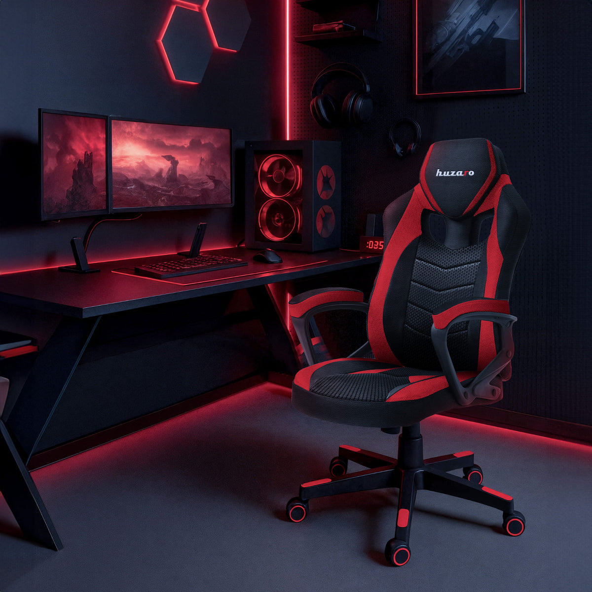 HUZARO FORCE 2.5 Rot Mesh Gaming-Stuhl
