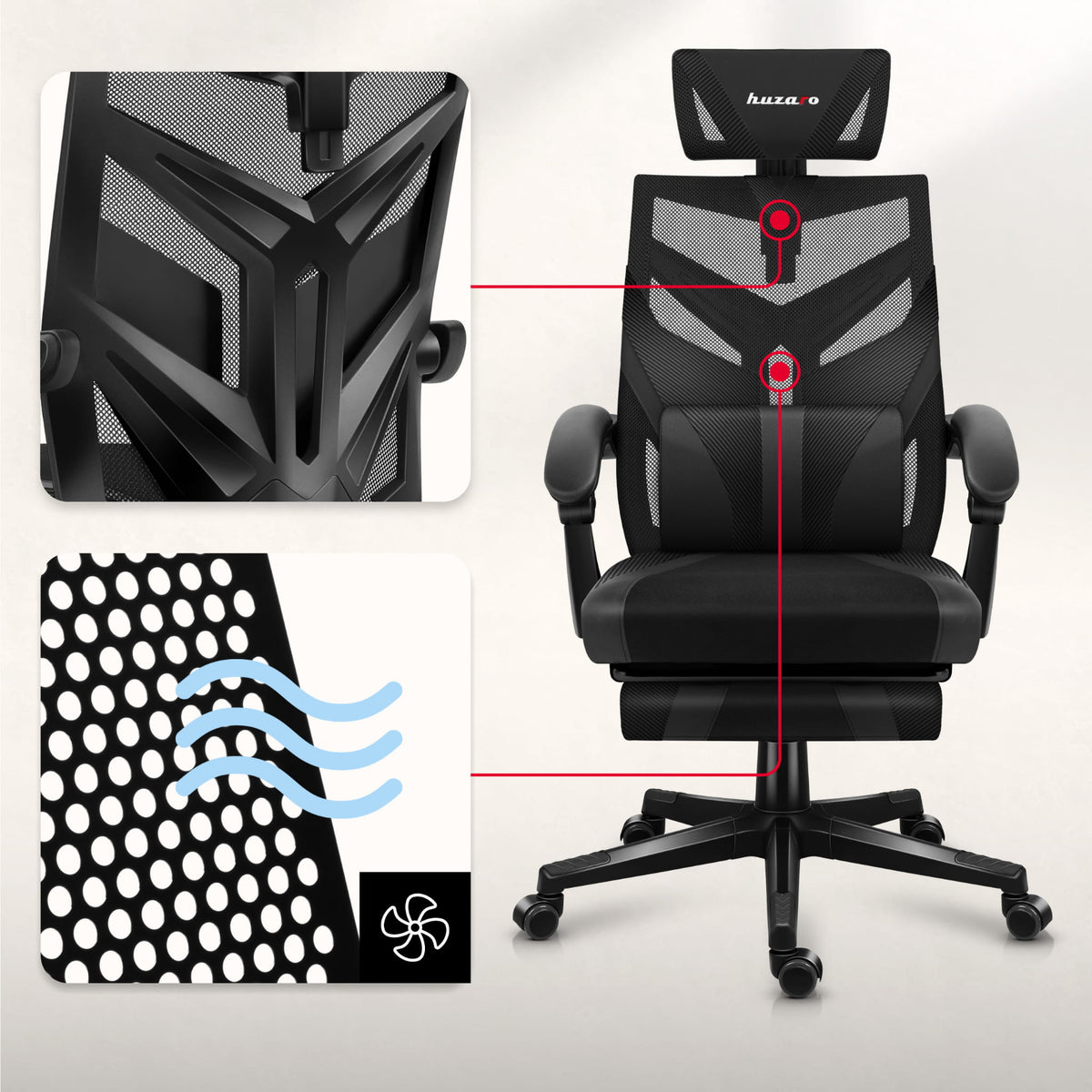 HUZARO COMBAT 5.0 Gaming-Stuhl Schwarz