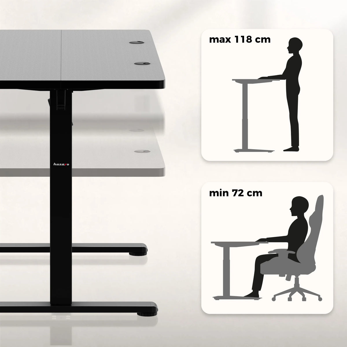 Huzaro Hero 8.1 Höhenverstellbarer Schreibtisch Schwarz