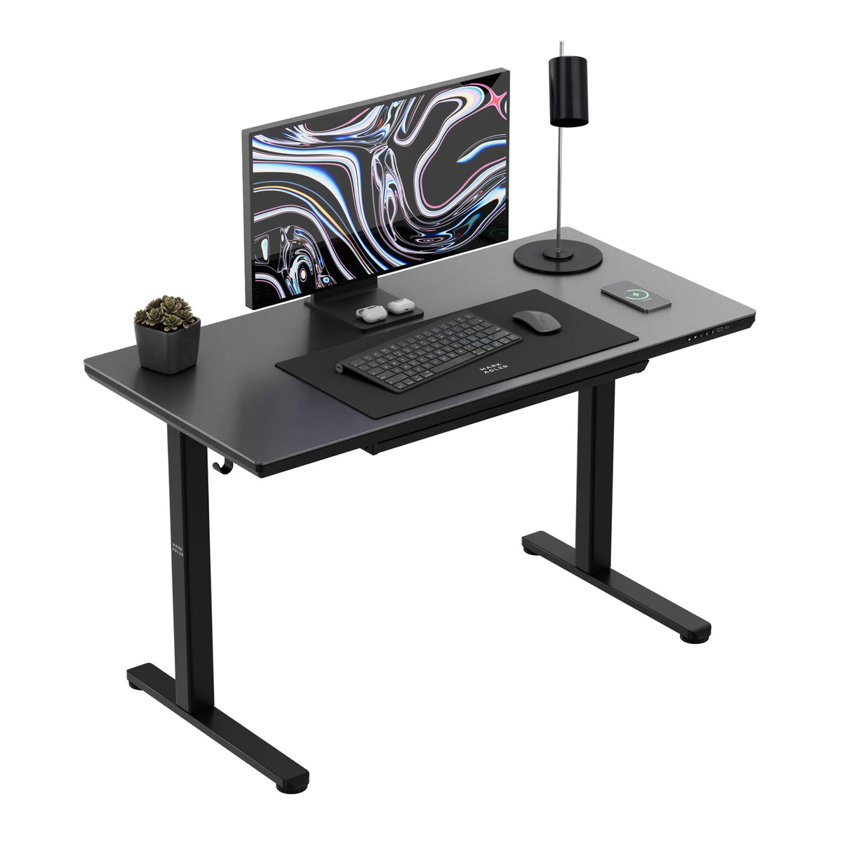 Markadler Leader 8.5 Schwarz Höhenverstellbarer Schreibtisch mit Glasplatte