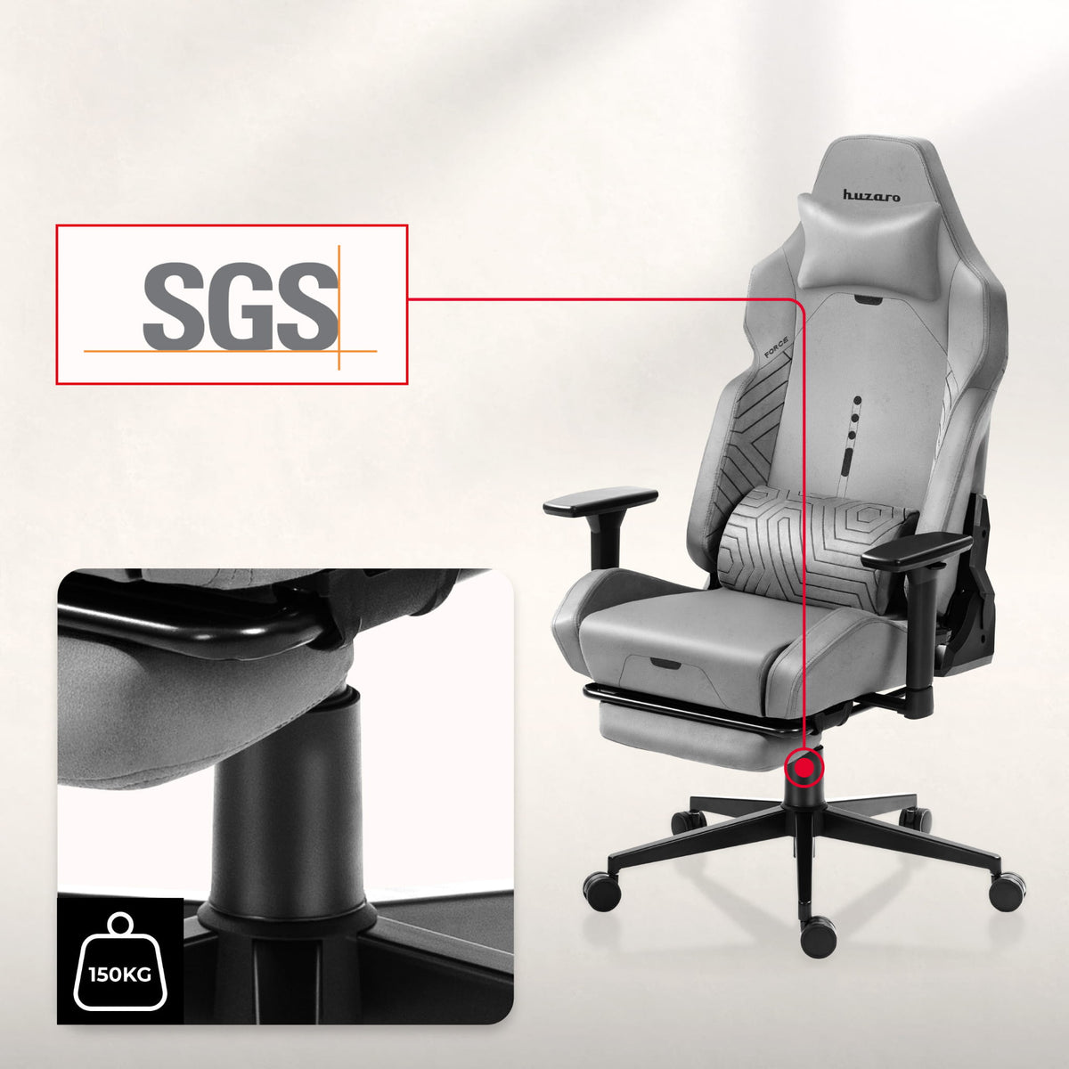 Huzaro Force 8.1 Grau Gaming Stuhl