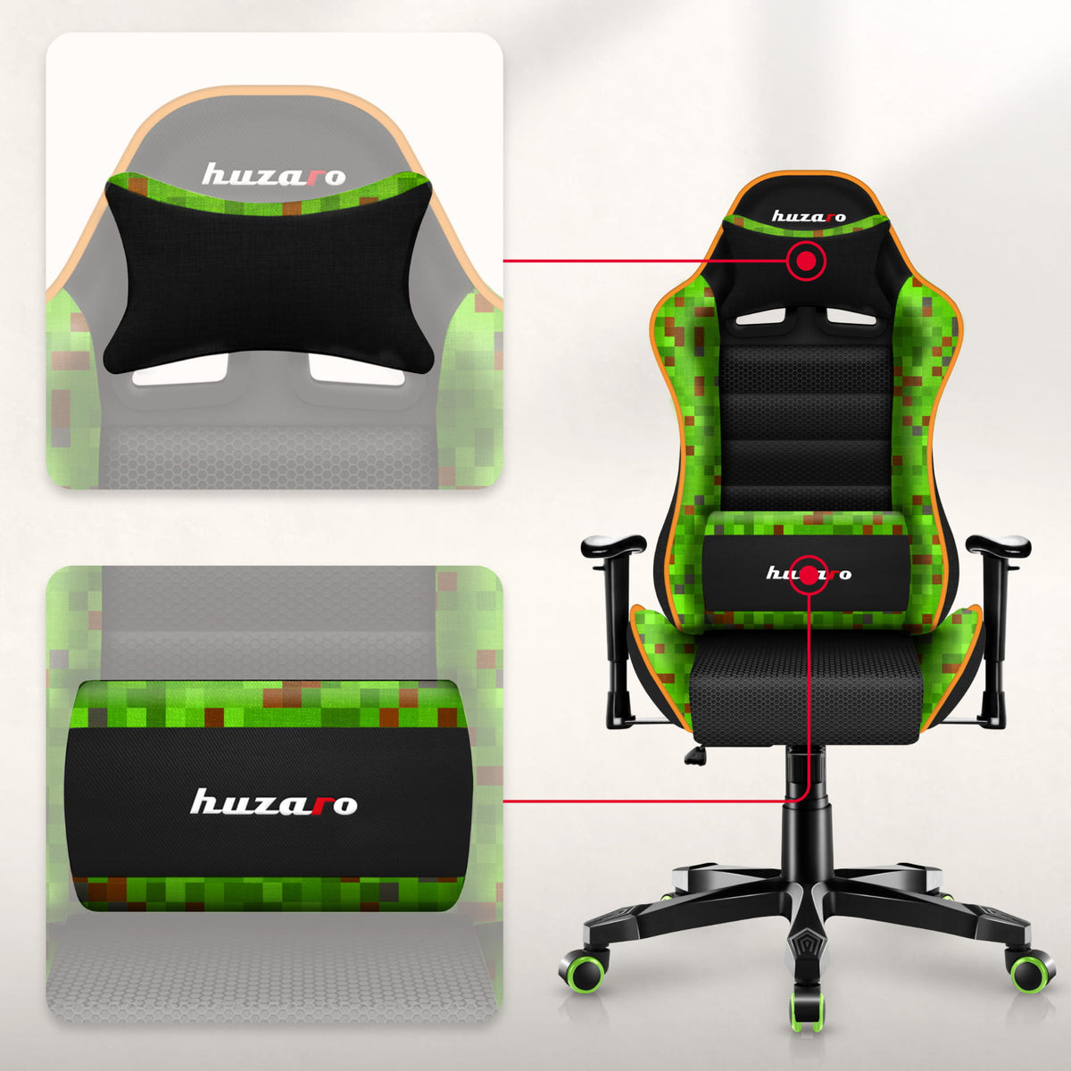 HUZARO RANGER 6.0 Pixel Mesh Gaming-Stuhl für Kinder