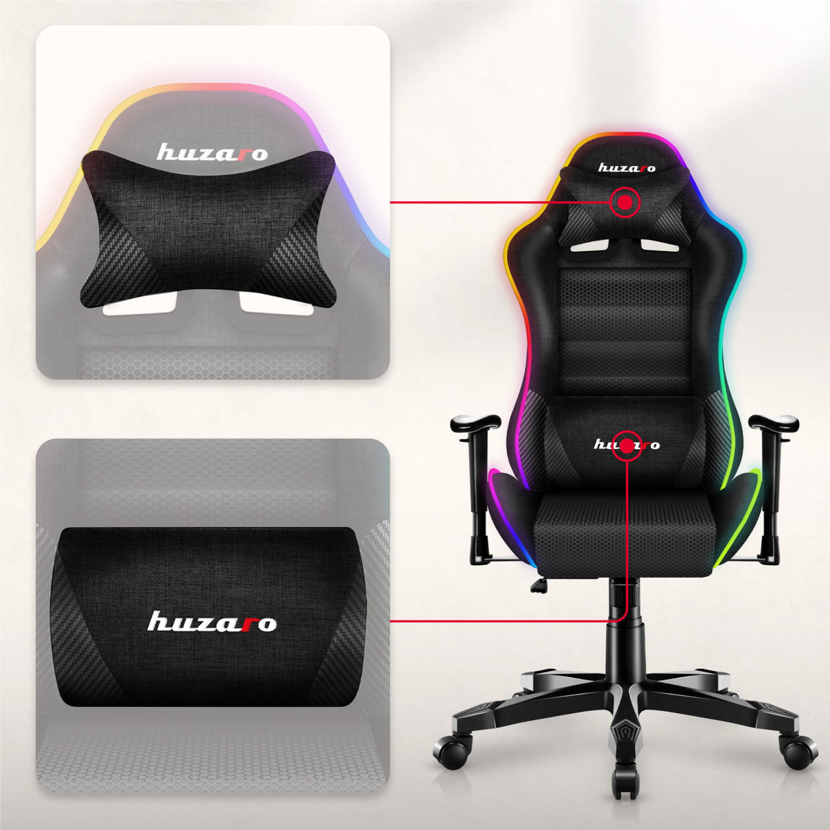 HUZARO RANGER 6.0 RGB LED Mesh Gaming-Stuhl für Kinder