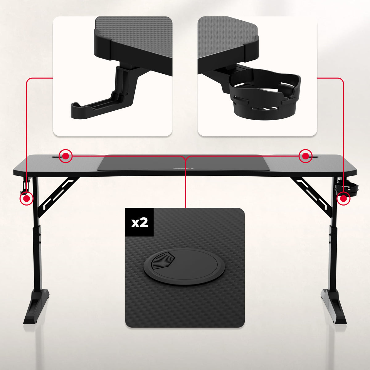 Gaming-Schreibtisch Huzaro Hero 4.6 Schwarz 160 cm