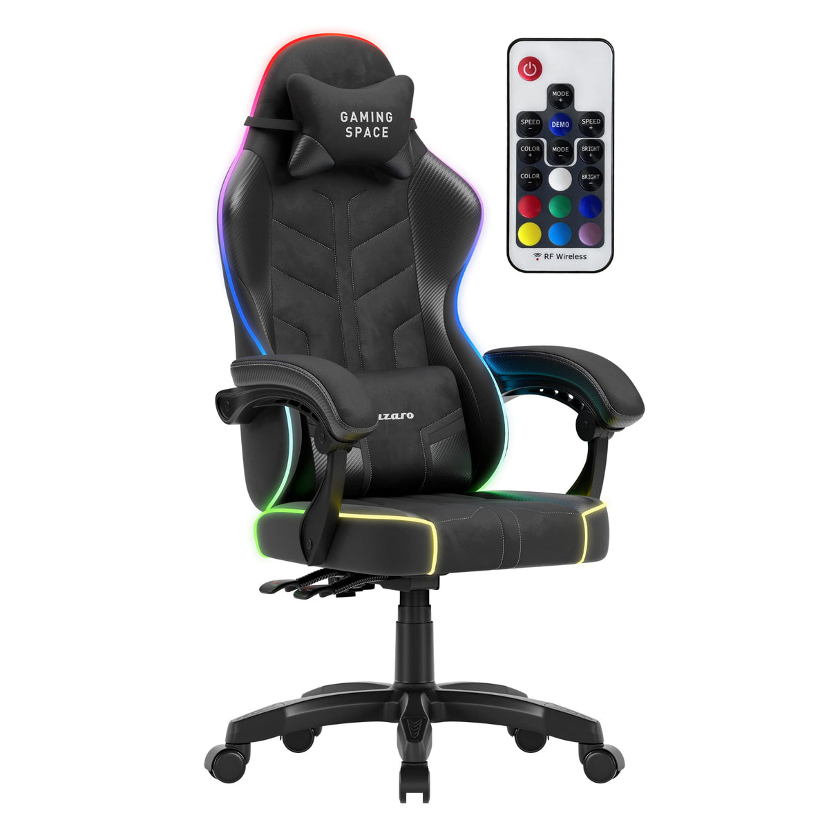 Huzaro Force 2.7 RGB Gaming-Stuhl aus schwarzem Samt 