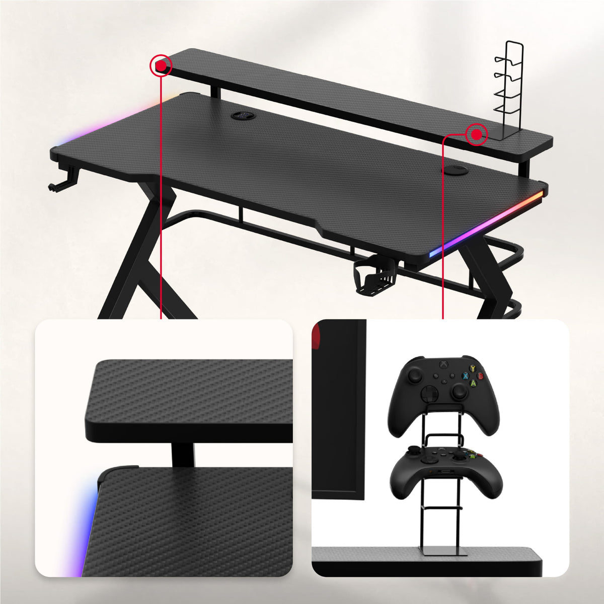 Huzaro Hero 5.0 RGB-LED-Gaming-Tisch