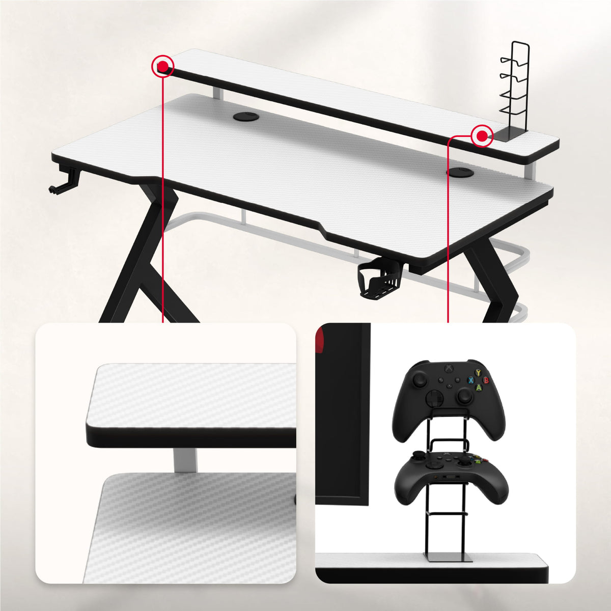Huzaro Hero 5.0 Weiß Gaming-Schreibtisch