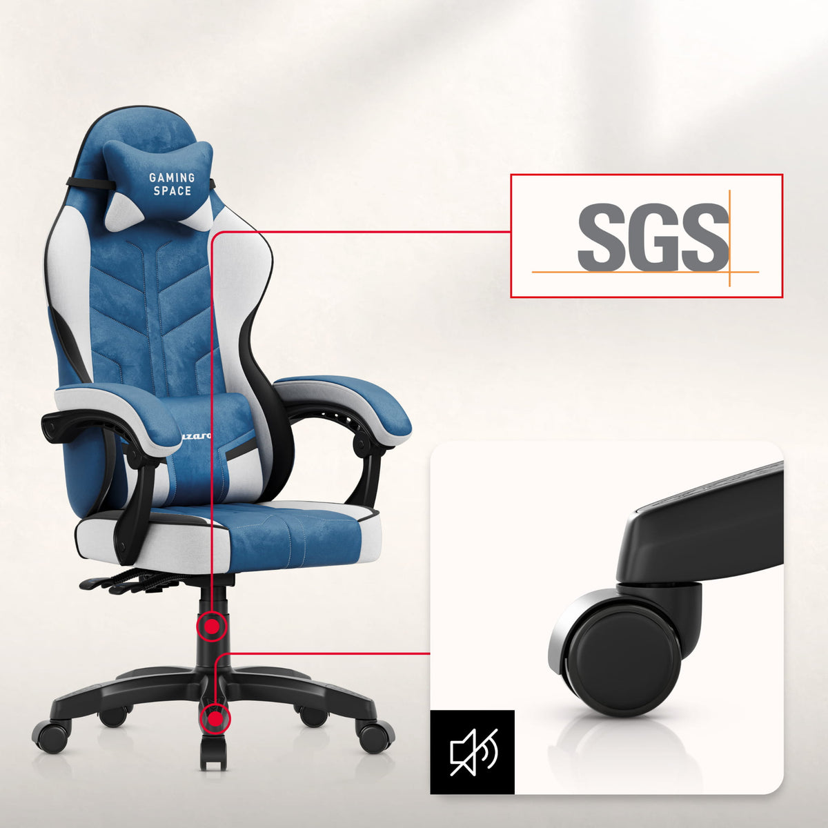 Huzaro Force 2.7 Gaming-Stuhl aus blauem Samt 