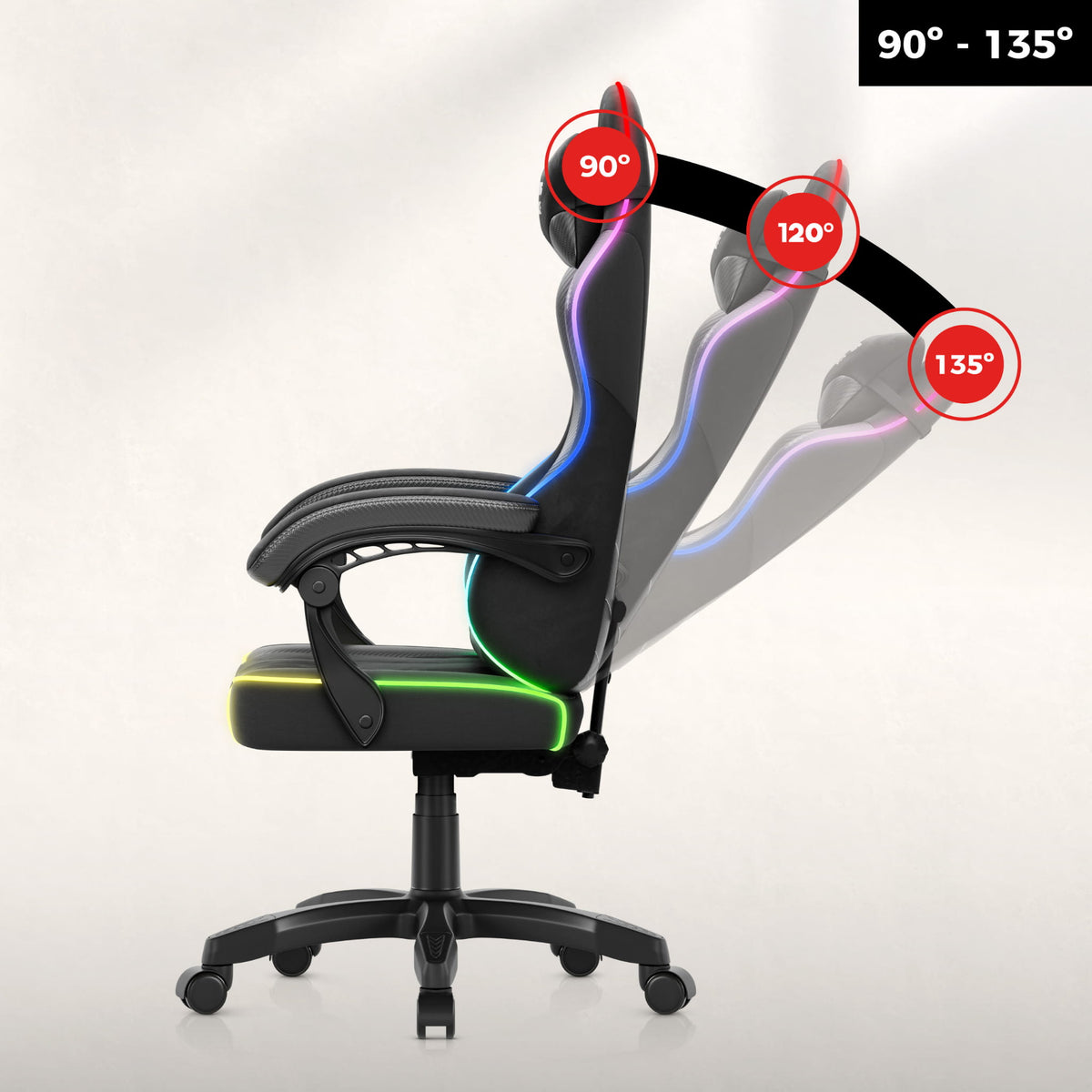 Huzaro Force 2.7 RGB Gaming-Stuhl aus schwarzem Samt 