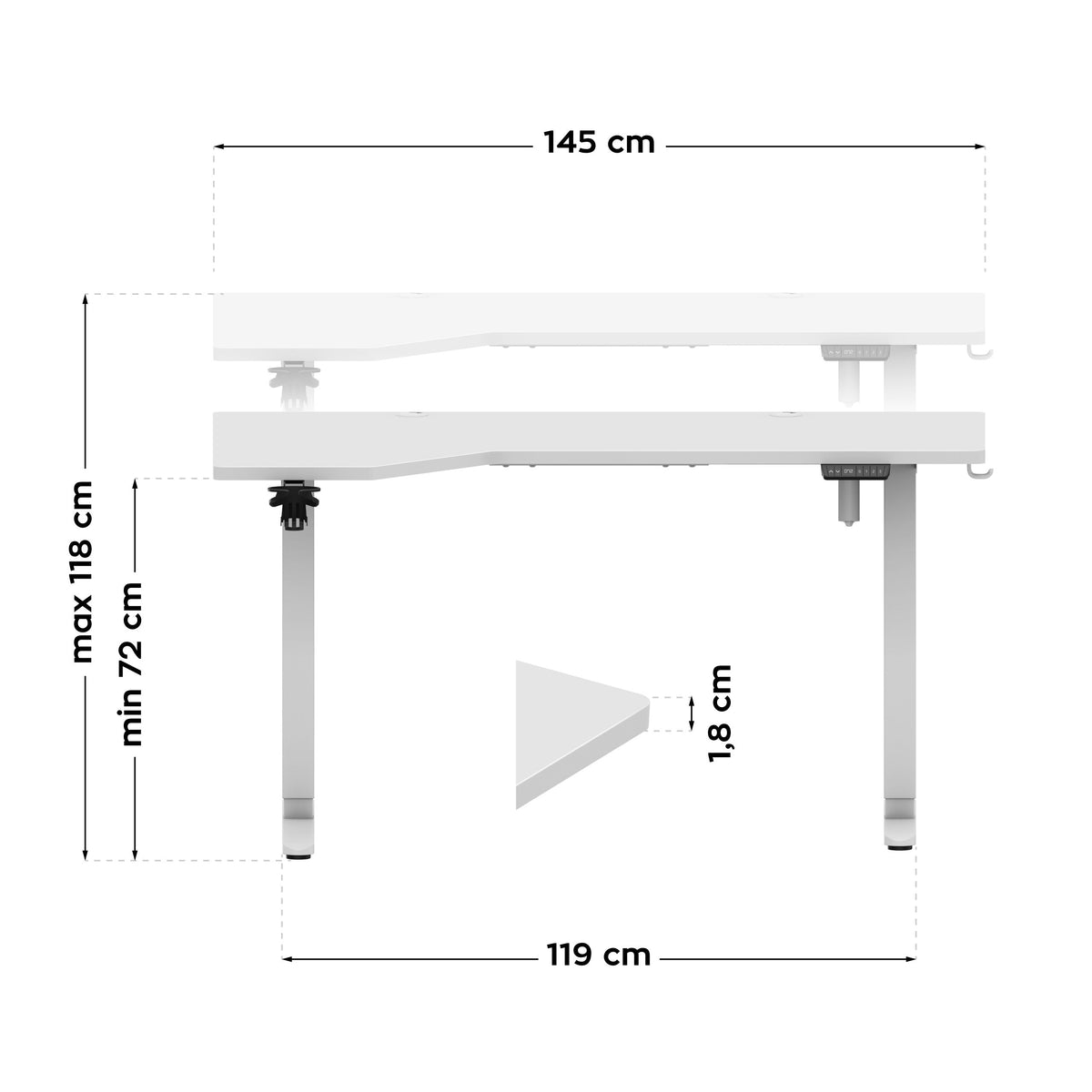 Mark Adler Leader 9.1 Weiß Elektrischer Schreibtisch