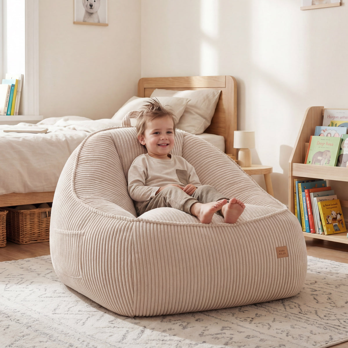Sitzsack mit Rückenlehne Kordsamt Mark Adler Comfy 4.0 Beige