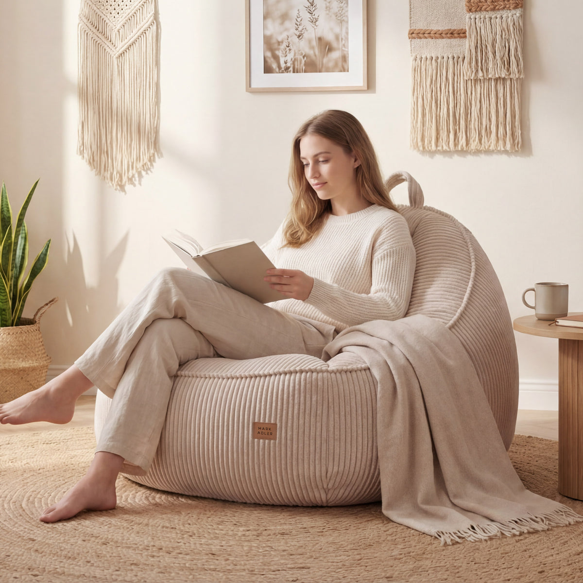 Sitzsack mit Rückenlehne Kordsamt Mark Adler Comfy 4.0 Beige
