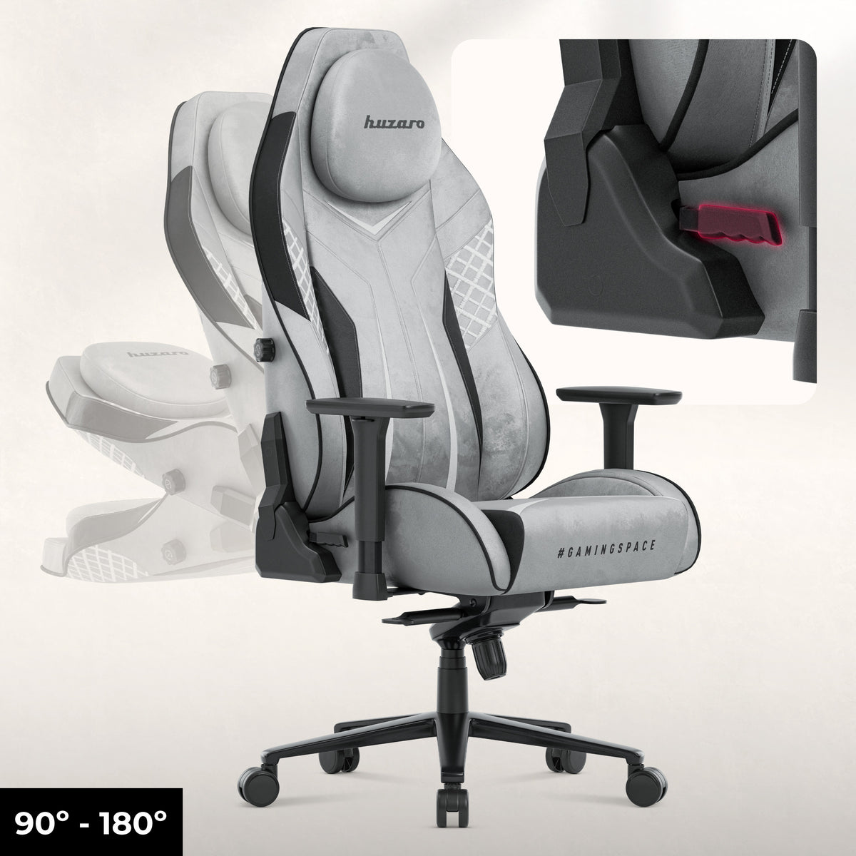 Fotel gamingowy zamszowy Huzaro Force 8.3 Grey