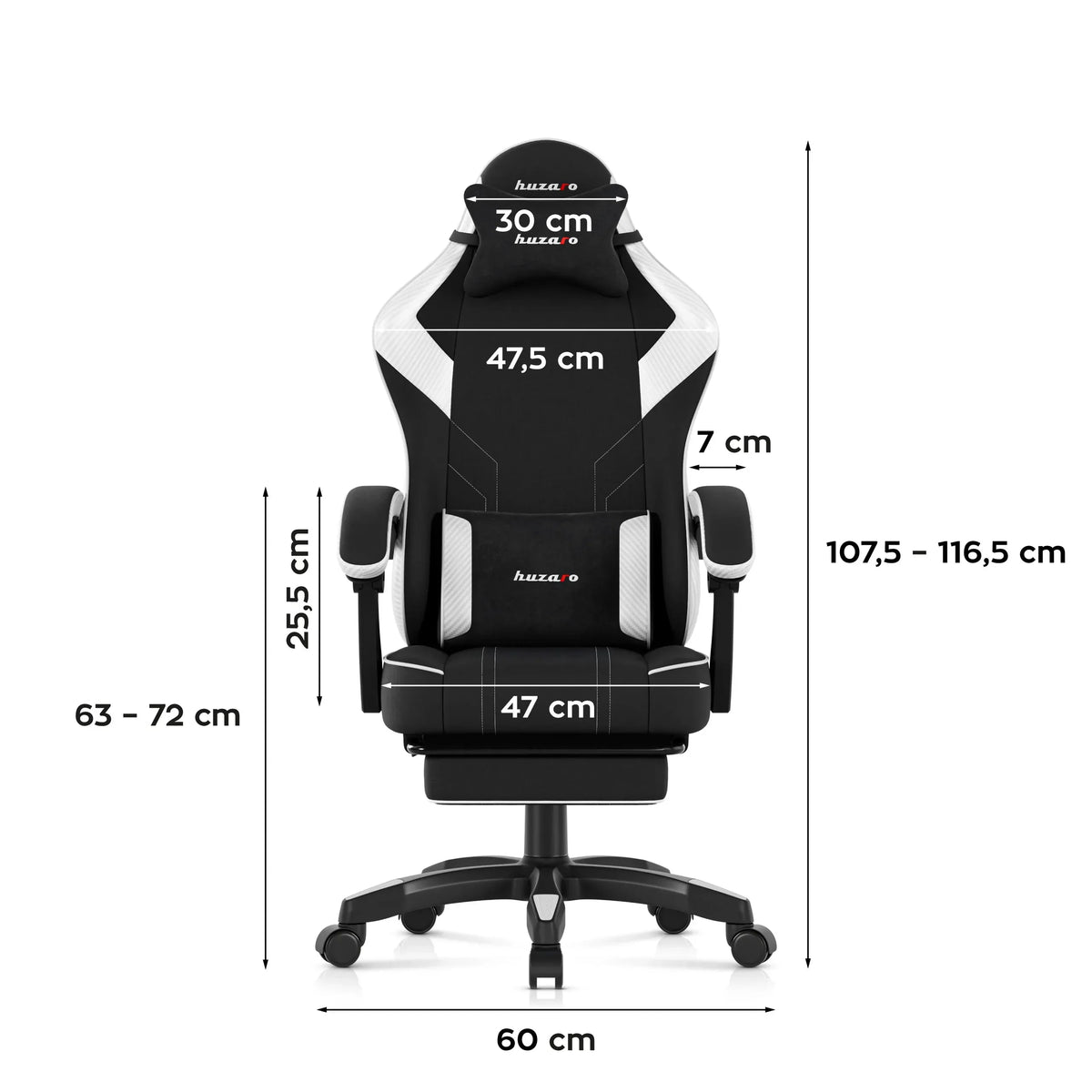 Huzaro Force 3.7 Weißer Carbon-Gaming-Stuhl