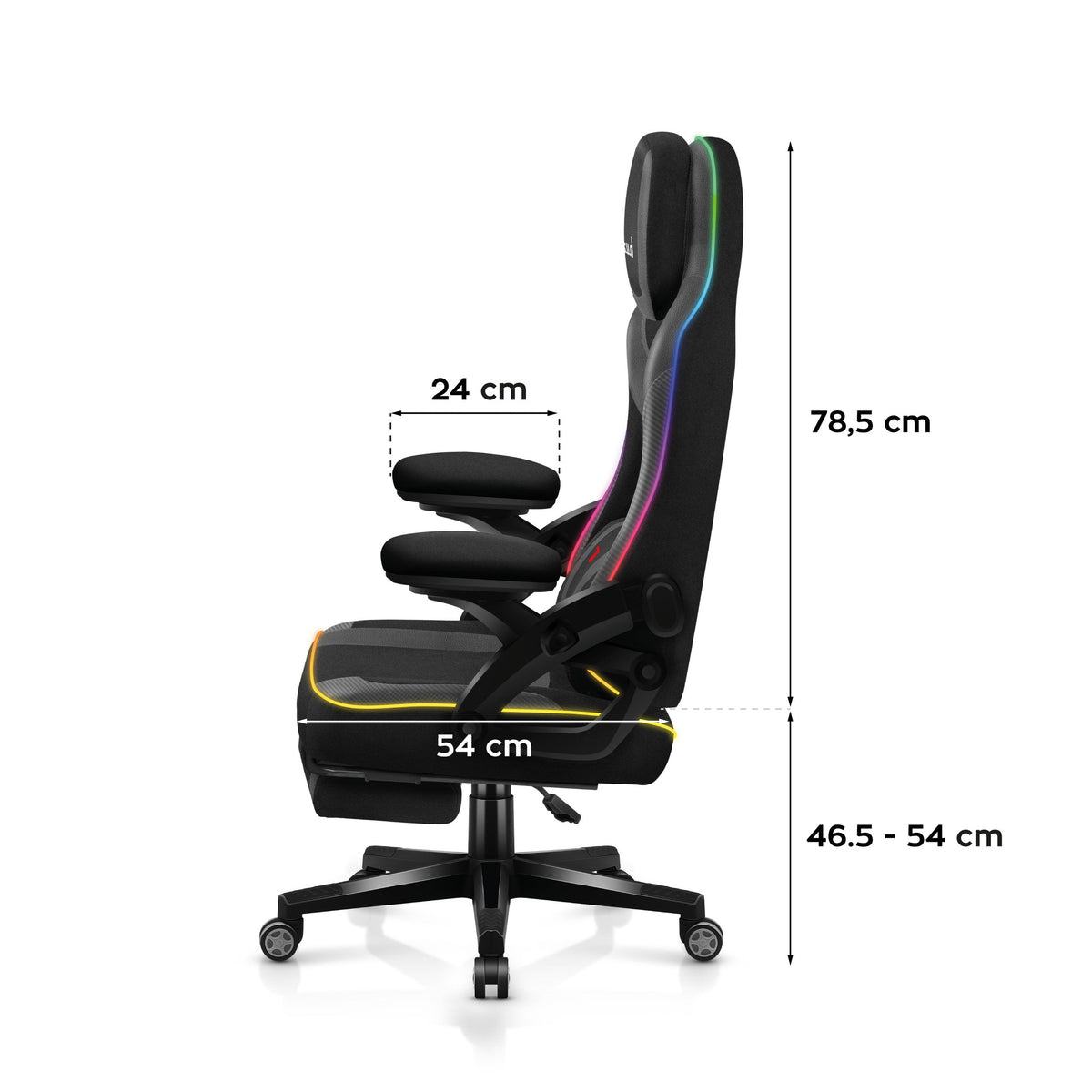 Huzaro Force 4.6 Schwarz Mesh RGB LED Smart Gaming-Stuhl