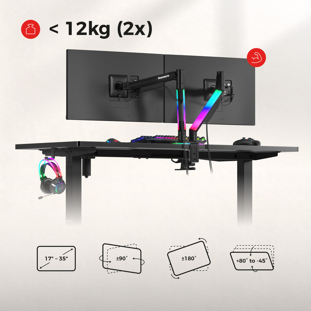 Tischhalterung für 2 Monitore Huzaro Motion 2.6 RGB