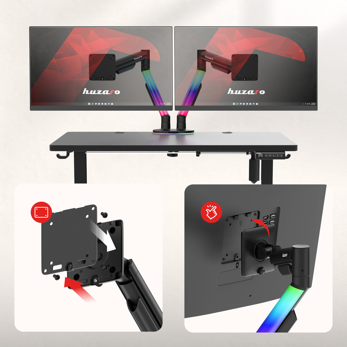 Tischhalterung für 2 Monitore Huzaro Motion 2.6 RGB