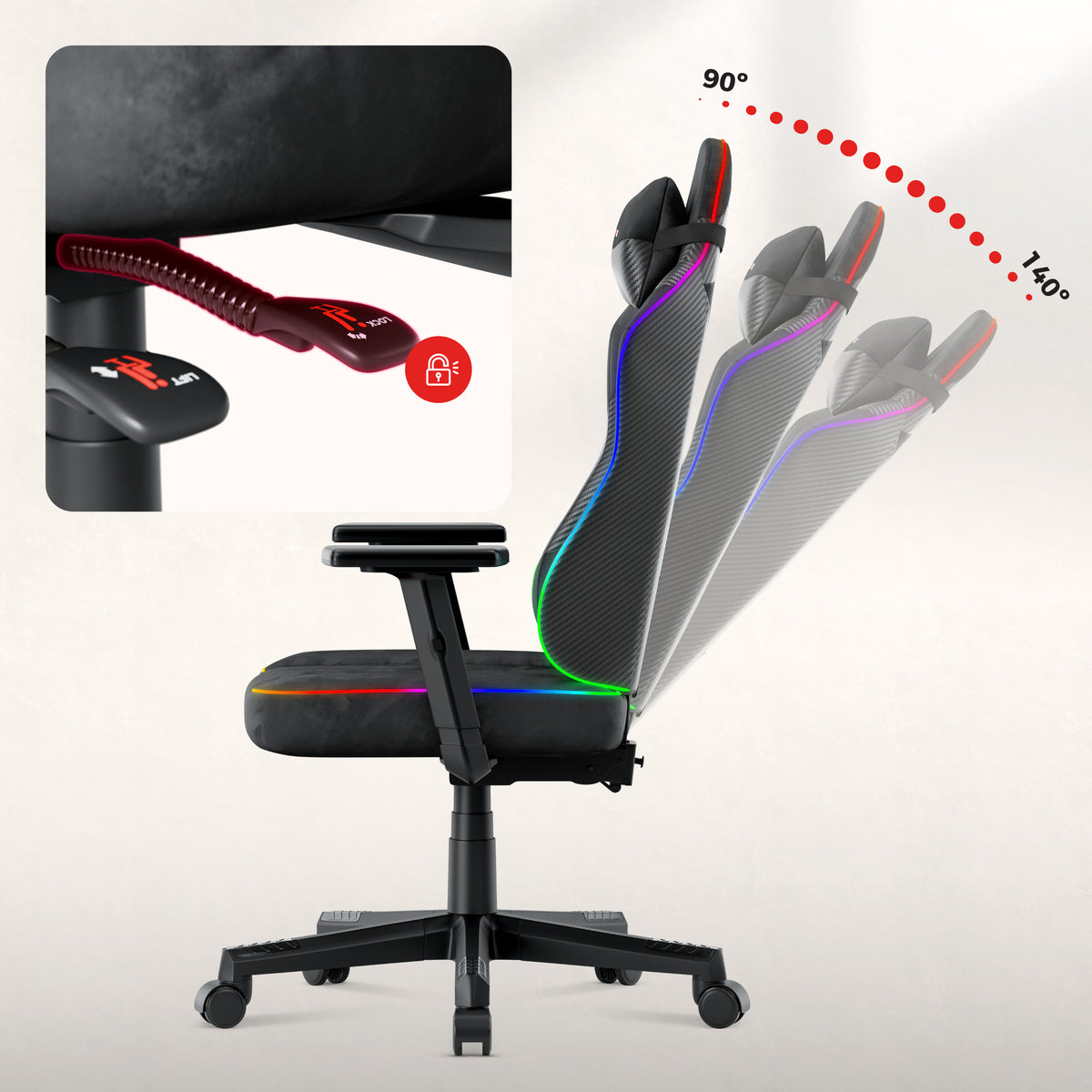 Gaming-Stuhl für Teenager Huzaro Ranger 5.7 RGB Black